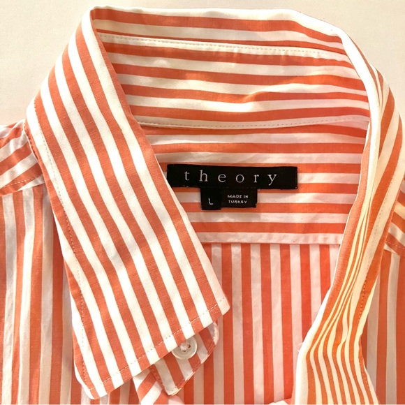 Theory Orange Striped Shirt - Picture 1 of 5